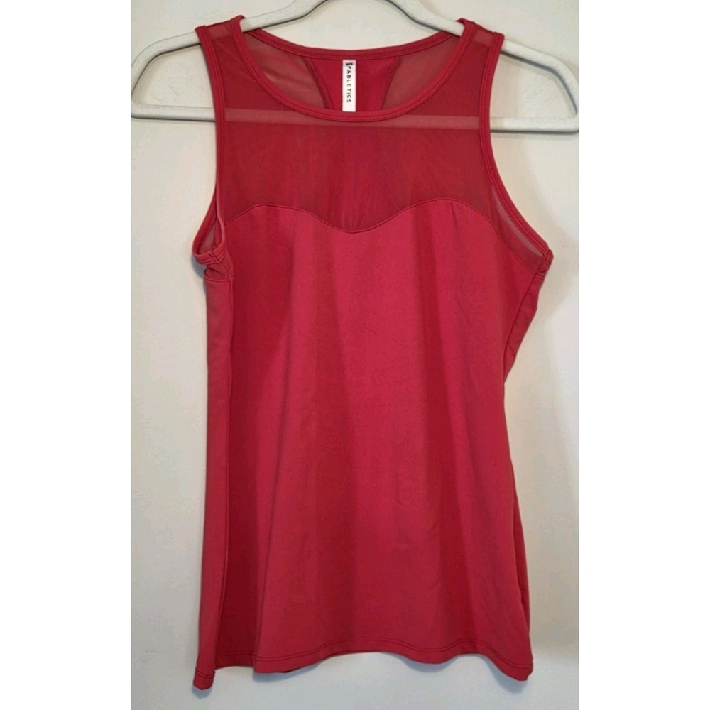 Fabletics Tank Red Helena Mesh Sheer Sweetheart Athletic Top Womens XS